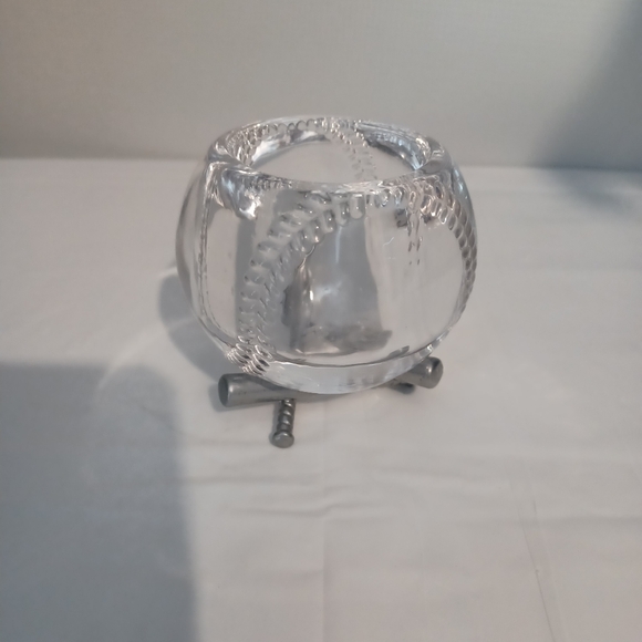 Partylite Batter Up Baseball Crystal Glass Votive Candle Holder With Bat Stand. - Picture 8 of 10